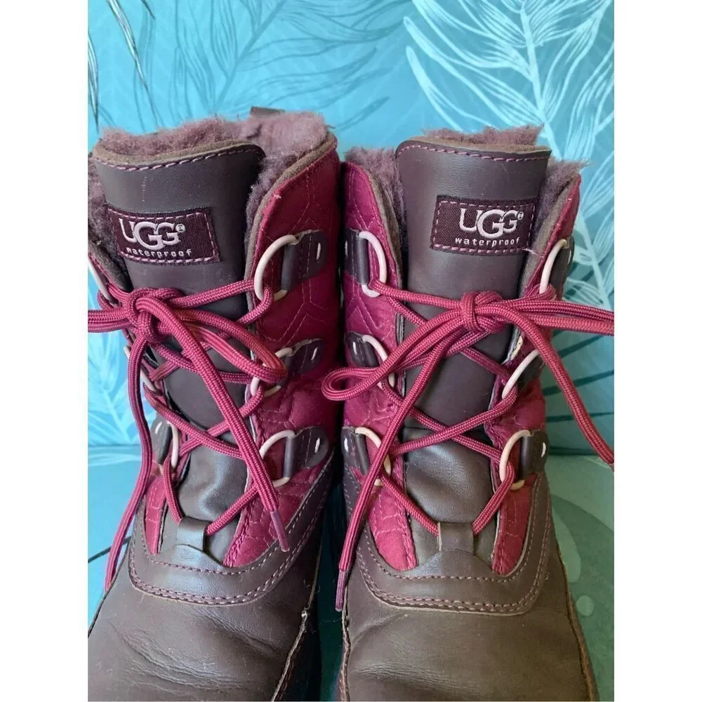 UGG Australia Lachlan Shearling Waterproof Cordovan Maroon Winter Snow Boots 8.5